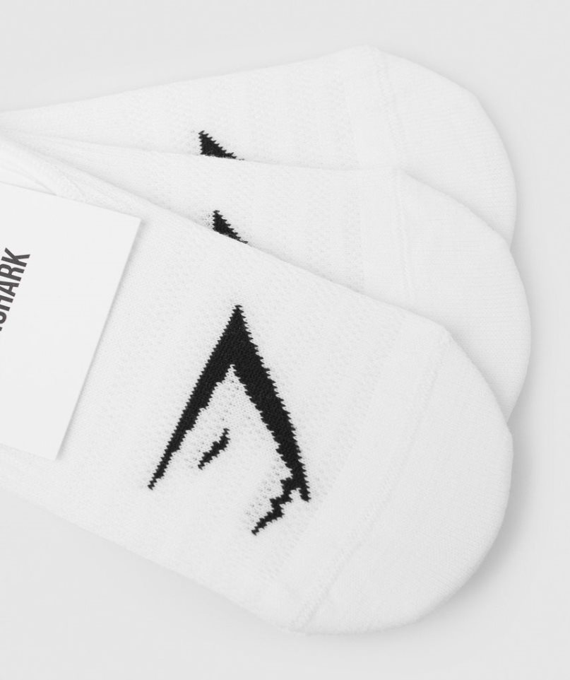 Gymshark No Show 3pk Socks White | CA 8D735A